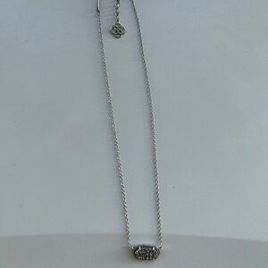 Kendra Scott Silver Necklace with Black Pendant